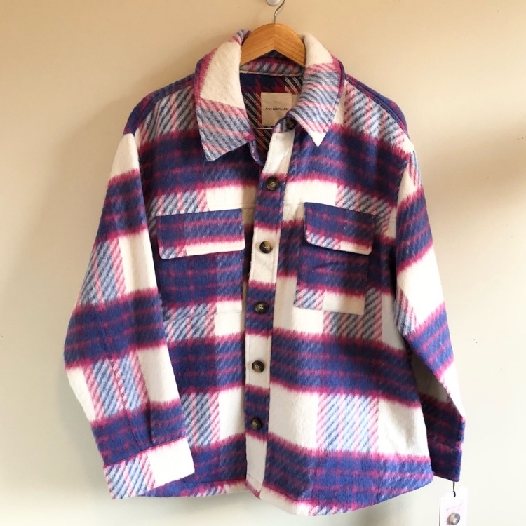 Anthropologie Avec Les Filles Plaid Shacket Coat Wool Blend New